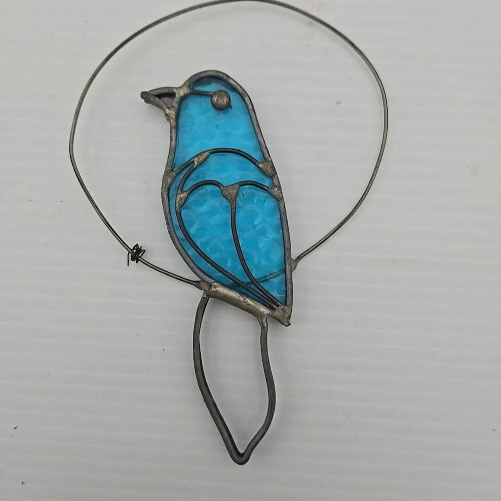 Handcrafted Stained Glass Blue Song Bird 6